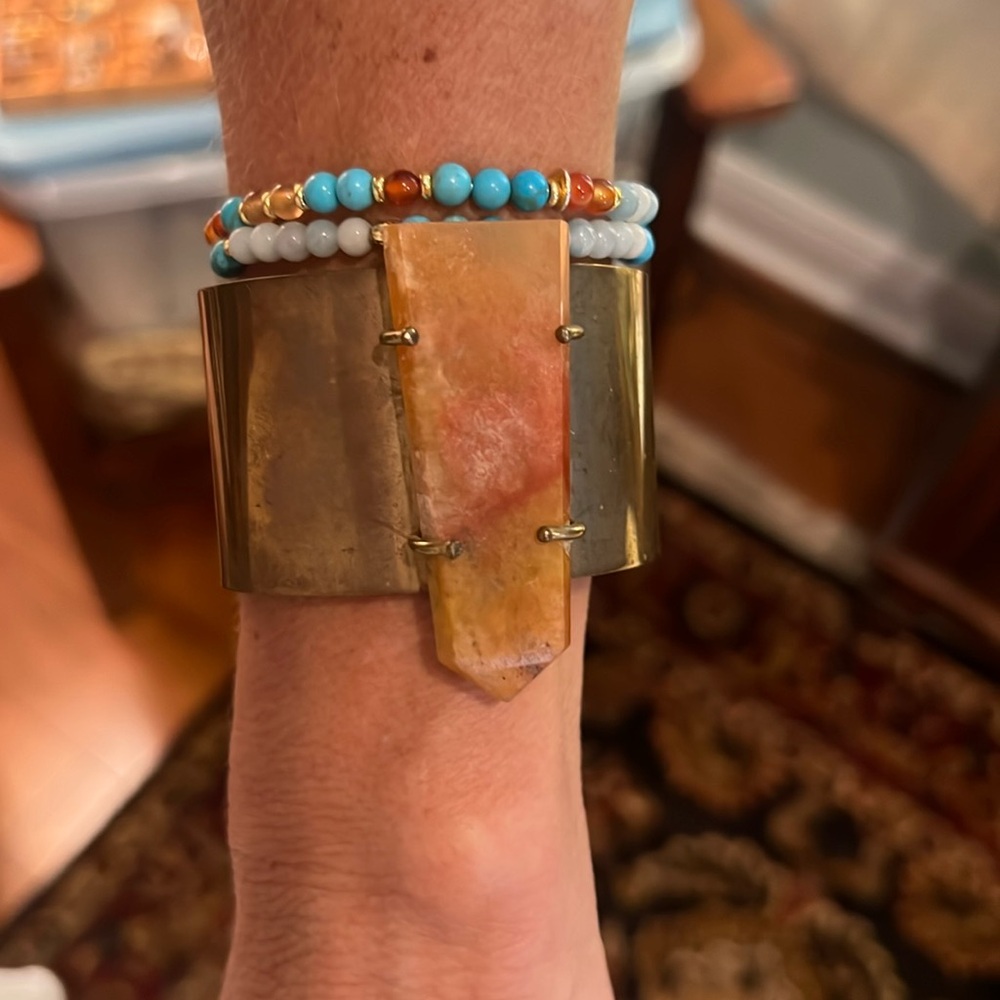 Orange Agate Crystal Cuff Bracelet